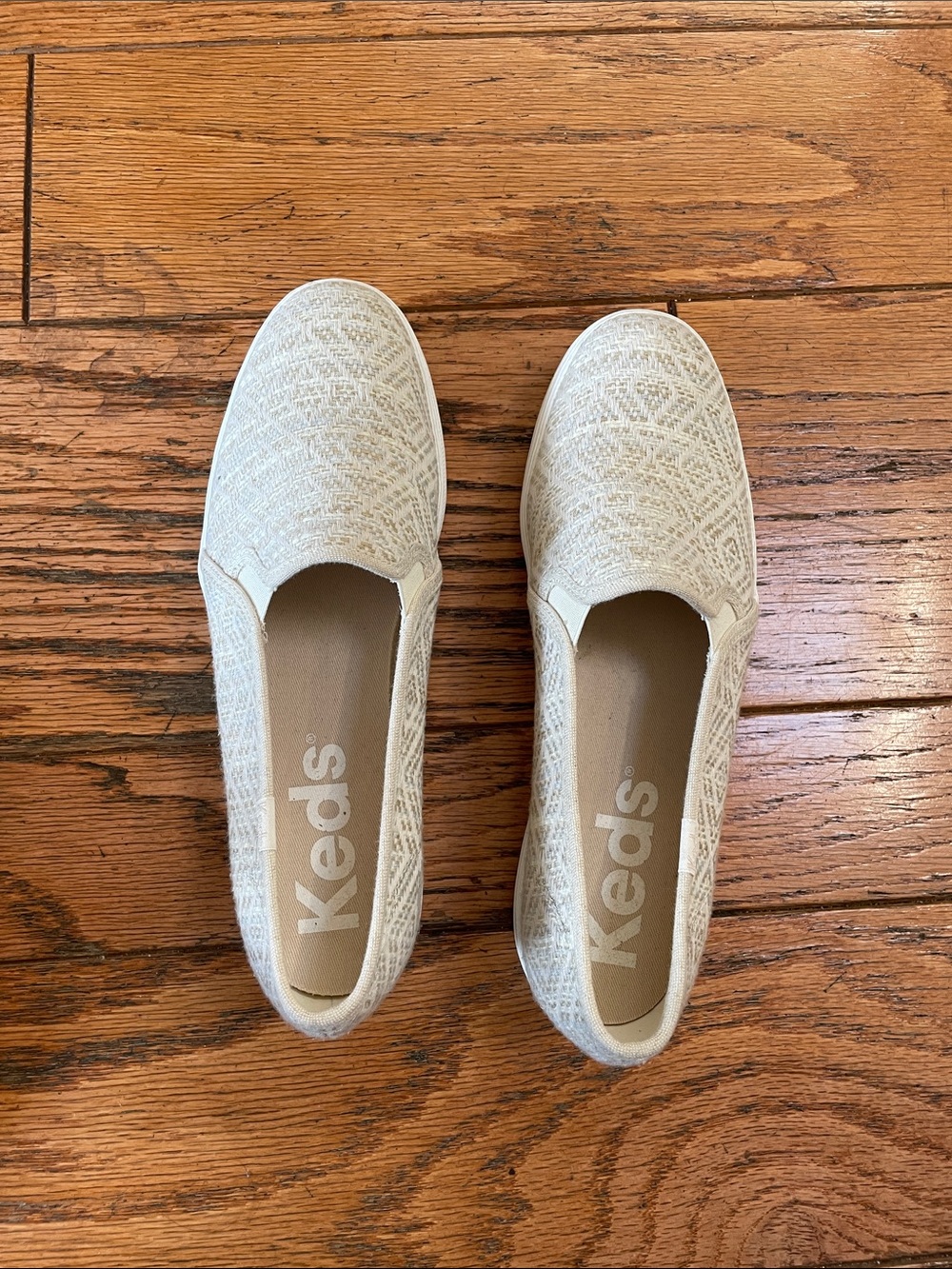 Keds Women's Slip-On Loafers in Light Beige Knit